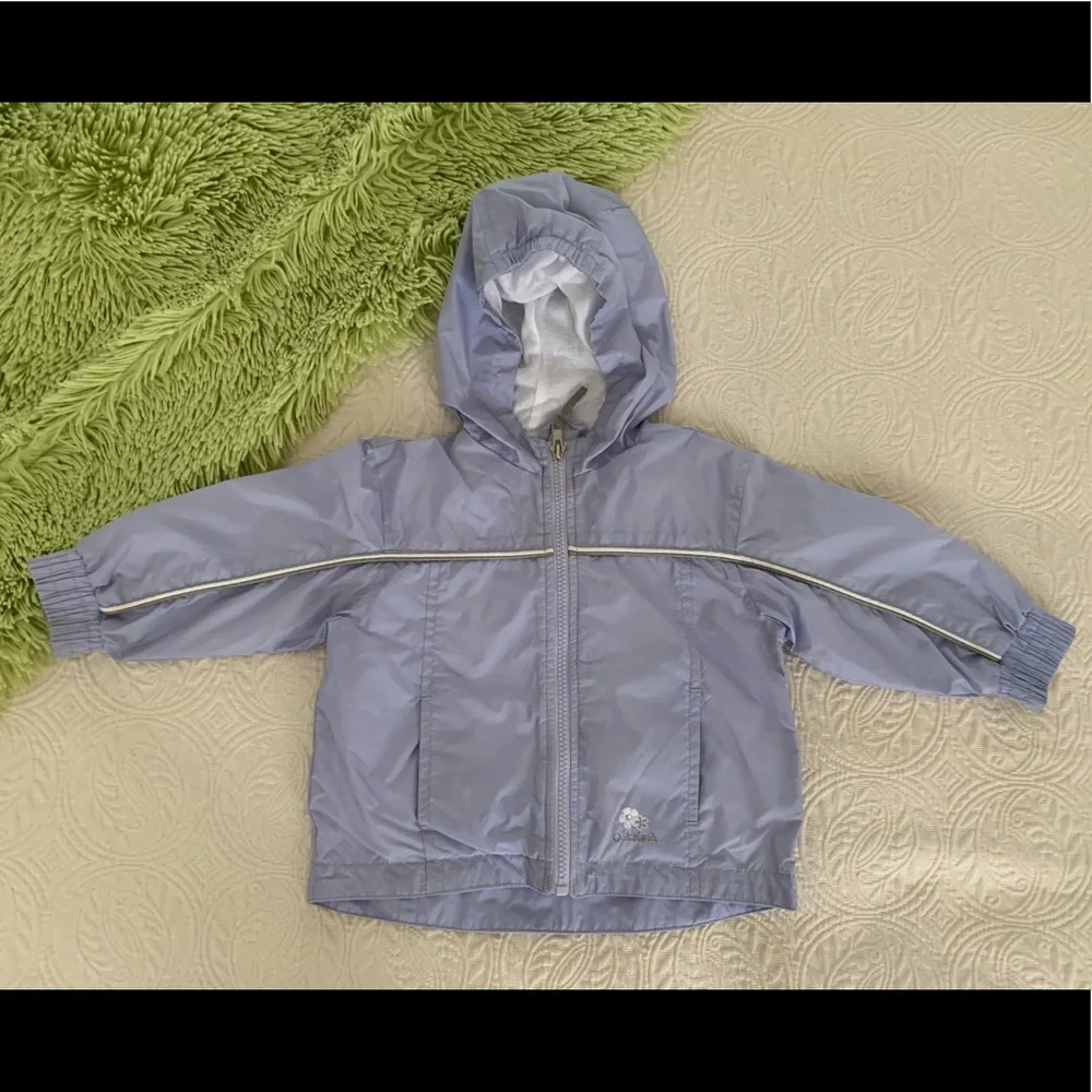 VTG Oshkosh Windbreaker Girls Size 18M Purple Jacket Hood Long Sleeves Lined
